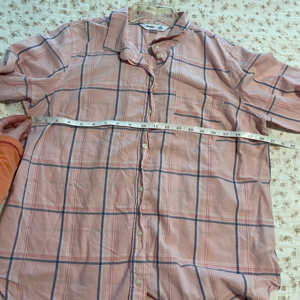 Old Navy Pink and Blue Plaid Shirt - Picture 5 of 7